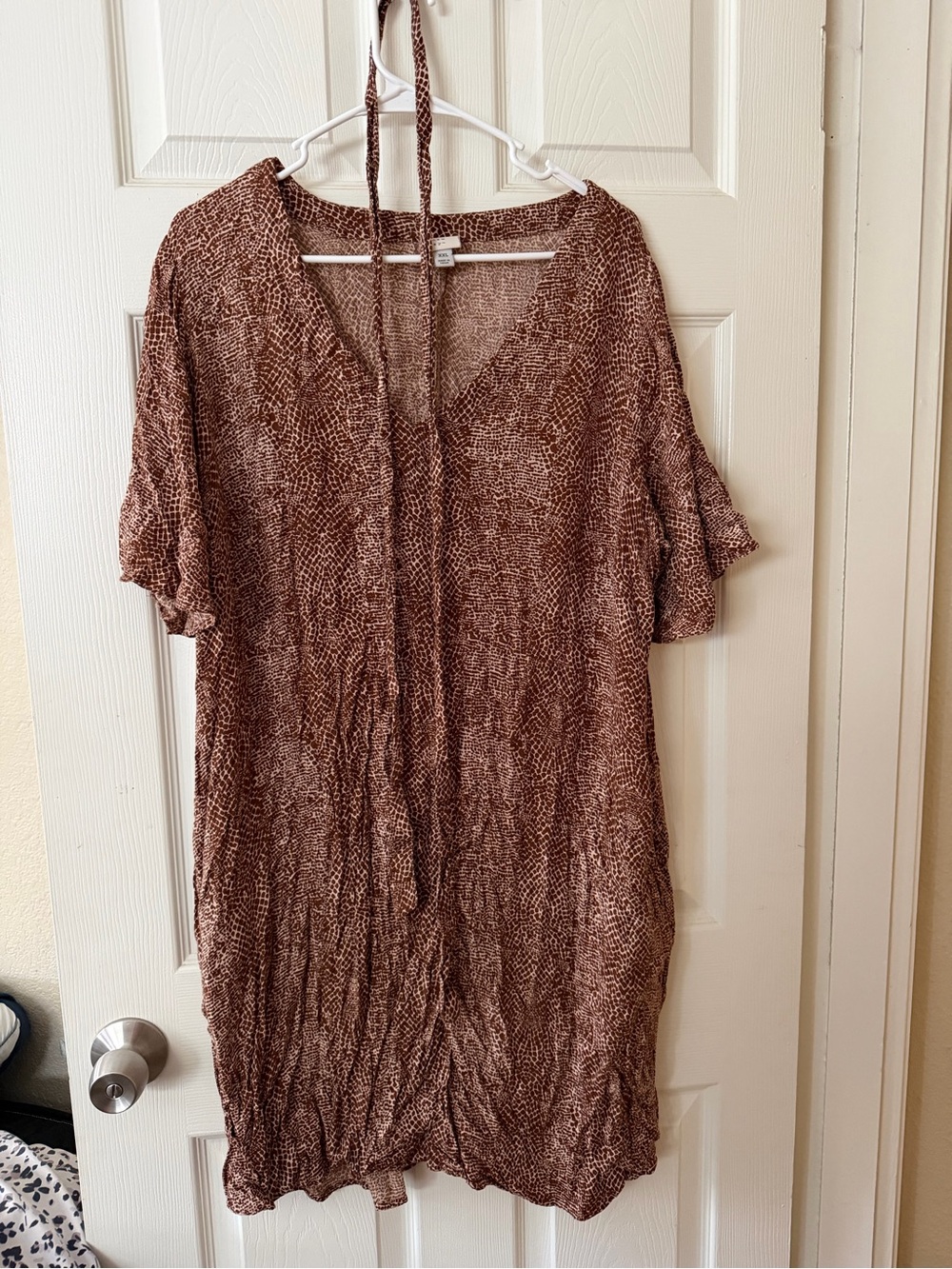 a new day Brown Textured V-Neck Midi Dress